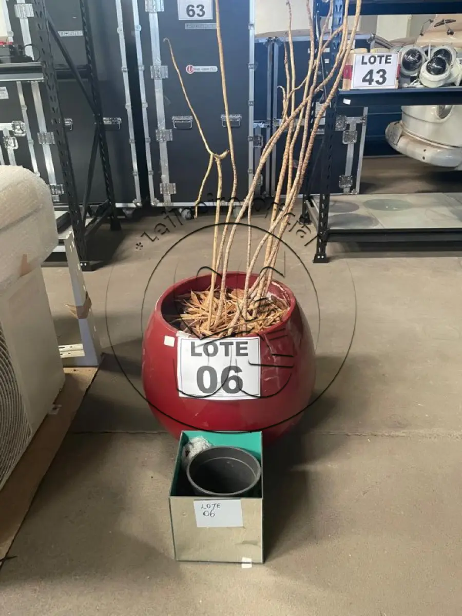 LOTE 006 - Um Vaso grande polietileno e um vaso espelhado