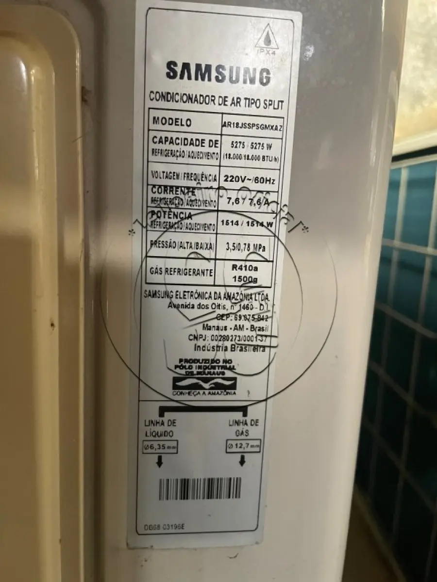 LOTE 011 - Ar condicionado 18.000 BTUs Samsung